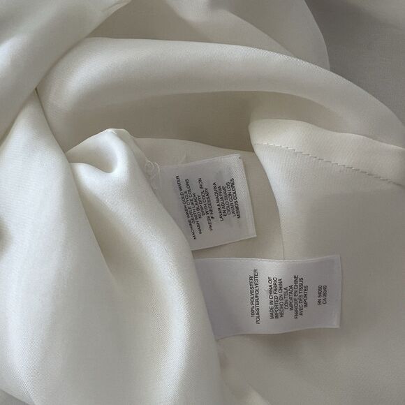 Anne Klein cream neutral Silky rolled neck Tie Blouse Size small business work - Picture 13 of 13